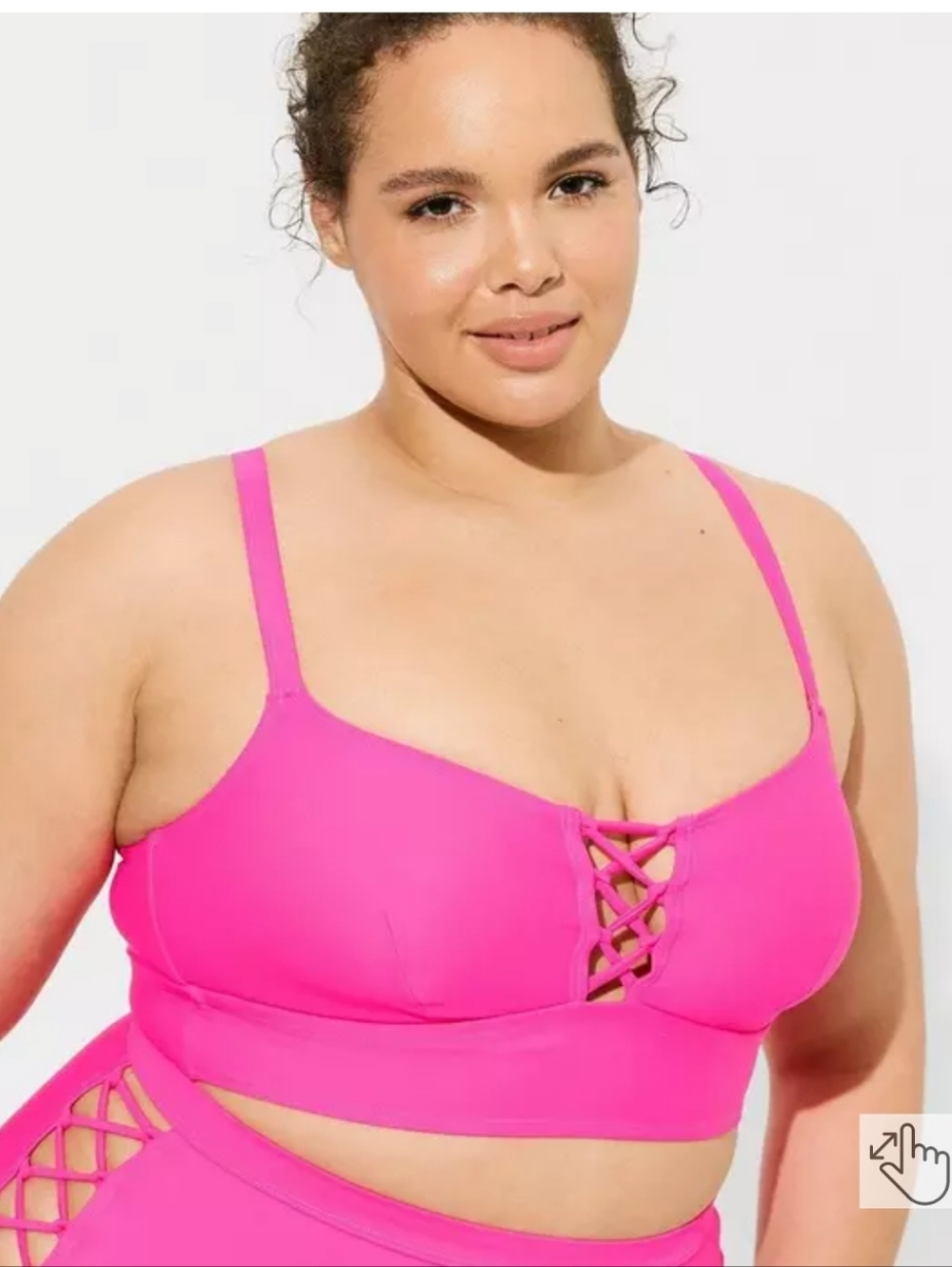 Torrid Wireless Strappy Lace Up Hot Pink Bikini Top Beach Vacation Resortwear